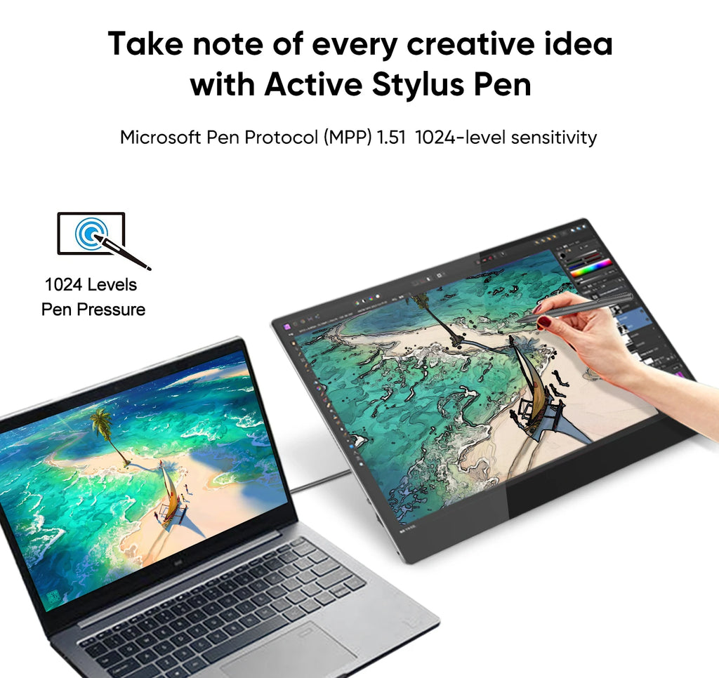 New 15.6 Inch 4K Portable USB Compatible Gaming Drawing Monitor with Touchscreen 4096 Pressure Digital Stylus Pen Display Laptop