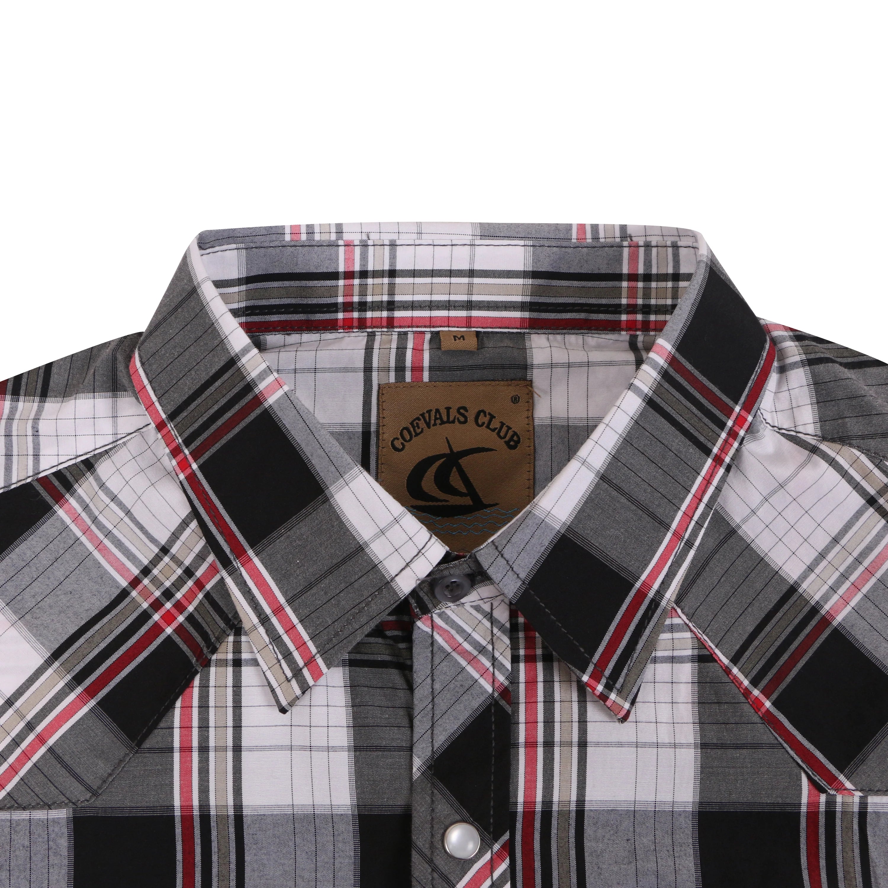 Men's Western Cowboy Short Sleeve Pearl Snap Button up Casual Work Plaid Shirts