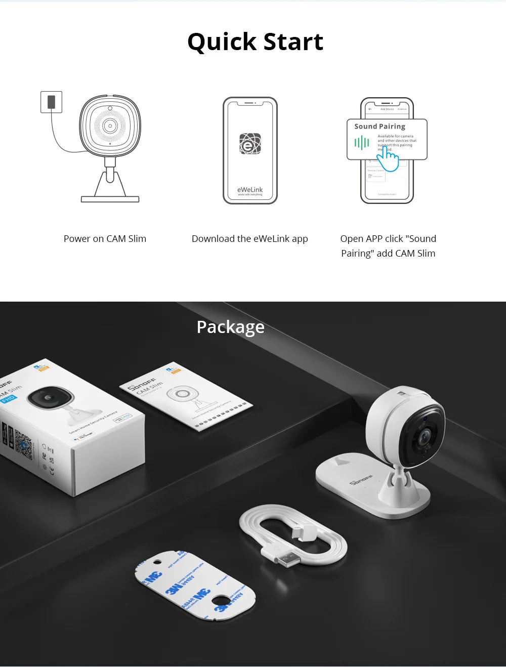 For Sonoff Cam Slim Smart Home Security Camera Wifi-enabled OLED Display Android-based Battery-powered Yiweilian Card Machine