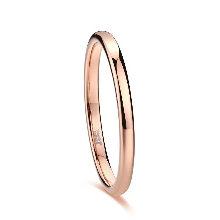 OAHLAN Fashion Jewelry 2mm 4mm 6mm Polished Domed Rose Gold Plated Tungsten Rings for Men Women Wedding Engagement Anniversary