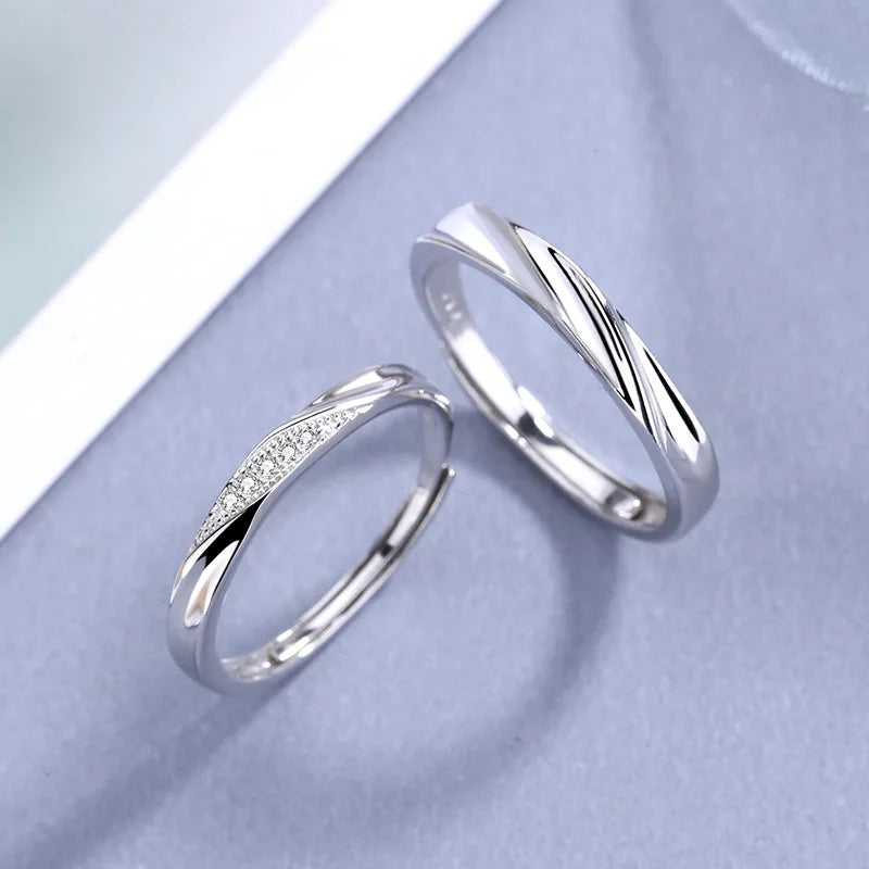 Fashion New 925 Sterling Silver Glossy Women and Men Elegant Adjustable Finger Rings Fine Jewelry Daily Gifts Jewelry