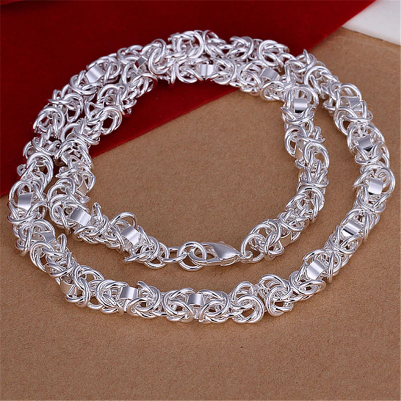 DOTEFFIL 925 Sterling Silver 7mm 20 inches Chain Necklaces For Men Women Fashion Statement Necklace Party Jewelry