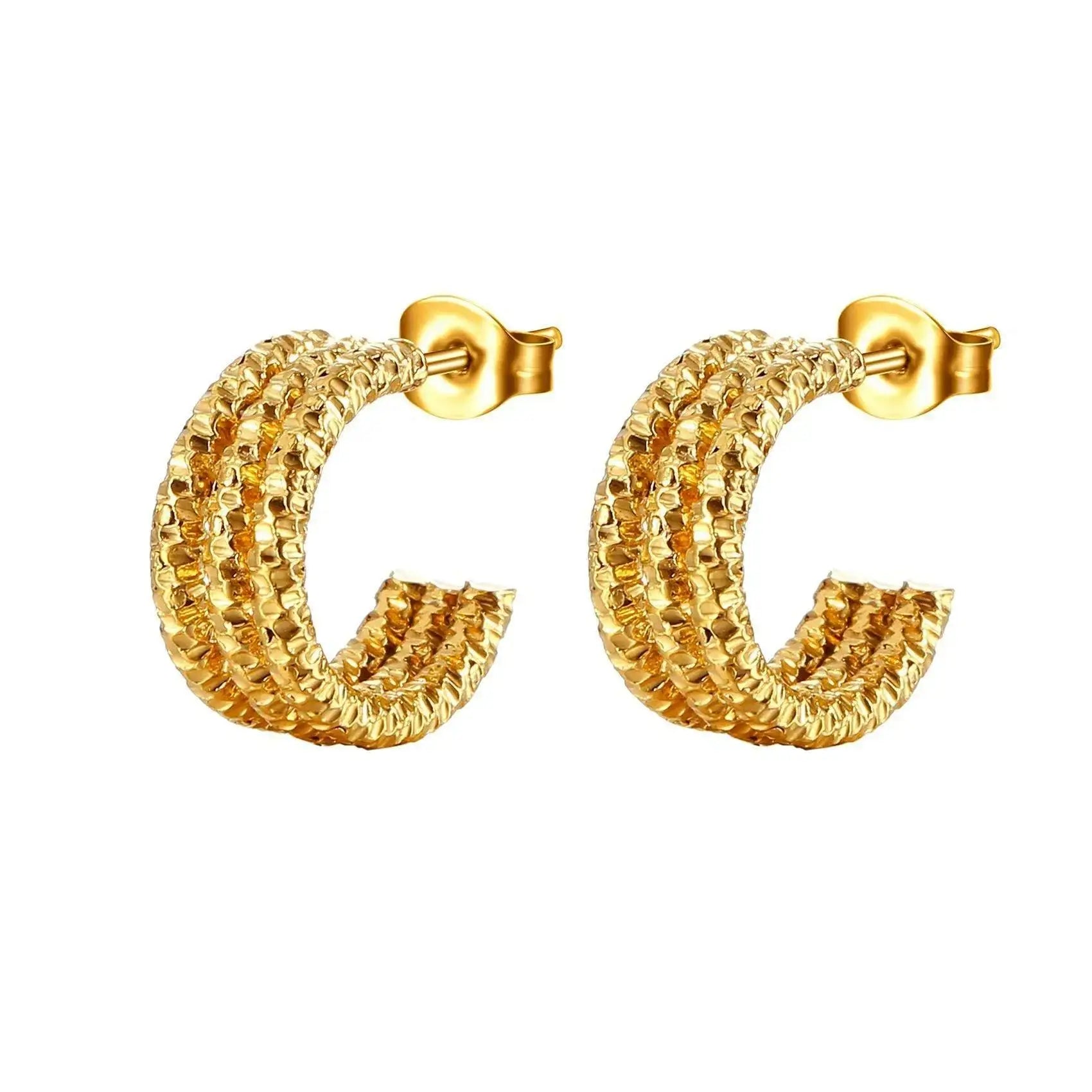 Showfay Women Fashion Multi Layer C Shaped Trend Unique Elegant Hoop Earring
