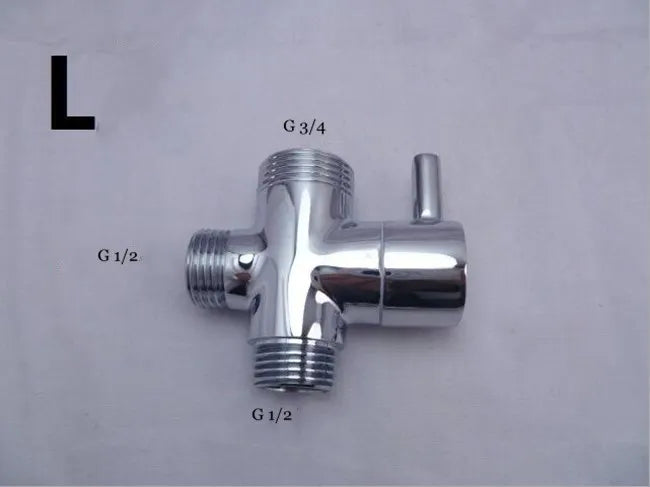 G1/2 Black Water Divider One-in-two-out Three-Way Shower Faucet Valve Adapter Hot Cold Water Switch