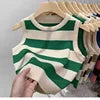 2024 Summer Women's Short Knitted Striped Ribbed Tank Top Breathable and Sustainable