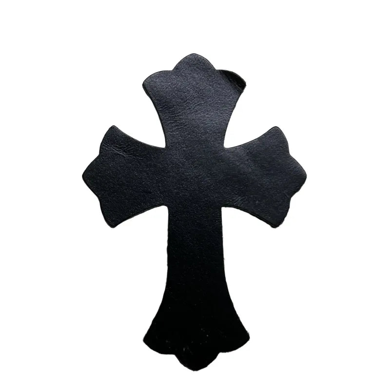 4.5*6.5cm Sheepskin Leather Patch With Cross Shaped Leather Label Genuine Leather DIY With Multiple Colors-106-182