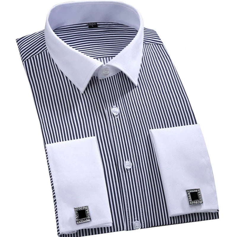 Custom Men's Wholesale  Plus Size Men Shirts Customized Accept Long Sleeve Shirts  Striped Plaid Casual Chemise Pour Homme