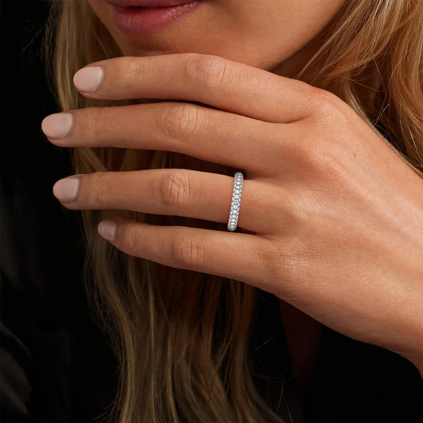 Dazzling Moissanite Eternity Ring by Starspire Jewels (Model SJEN016) in 925 Sterling Silver Bright Shine Timeless Luxury Style