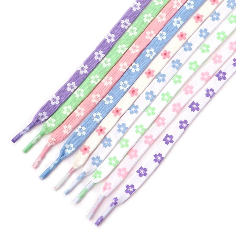 New Sakura Shoelaces Flat Little Daisies Shoe laces High-top Canvas Sneakers Shoelace AF1 Laces Shoe Strings 100/120/140/160CM