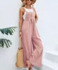 2025 Women's Summer Retro Style Jumpsuit New Style Solid Color Casual Strap Pants Loose Fit Breathable with Art Retro Pocket