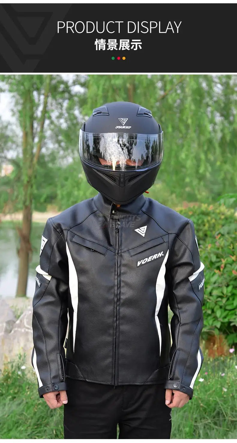 GHOST RACING Winter Motorcycle Jacket Leather Chaqueta Moto Men Waterproof Moto Suit Motorbike Riding Jacket Motocross Jacket