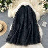 LE2666 Heavy Three-Dimensional Butterfly Embroidery Mesh Skirt Female 2024 New High-Waisted Mid-Length A-Line Fairy Skirt