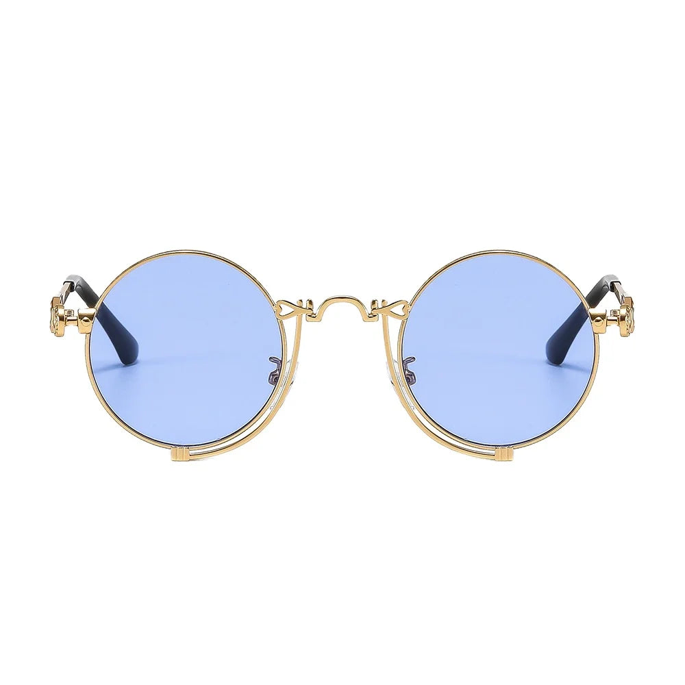 1846 Steampunk Sun Glasses Men Gold Frame Metal Yellow Red Black Oval Sunglasses New Polarized Metal-punk Fashion Sunglasses