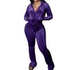 Ladies 2pcs Flare Pants Outfit Gym Wear Sweatpants and Hoodie Velour Joggers Sweatsuits Velvet Two Piece Set Tracksuit for Women