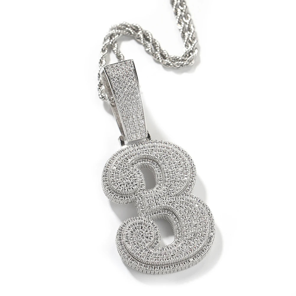 UWIN Hip Hip CZ Lucky Number Pendant Single Big Numbers Pendant Necklace 0 to 9 Special Rapper Jewelry