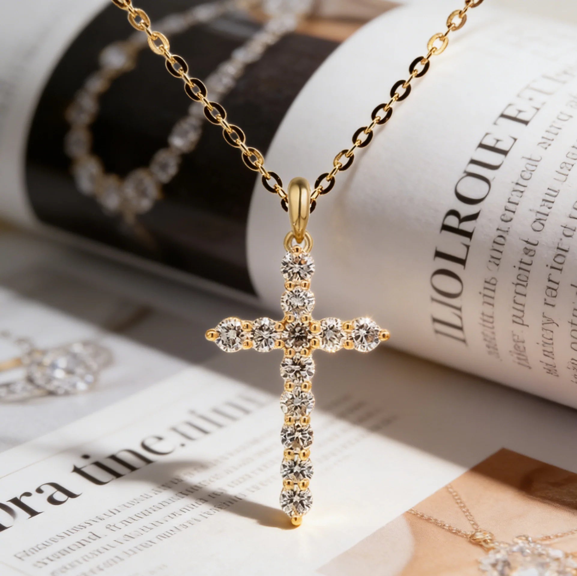 High Quality 18k High-Purity White Gold Lab Diamond Cross Decoration Pendants