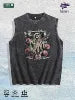 Skull & Roses Graphic Washed Vest US Warehouse 3 Colors Cotton Tank