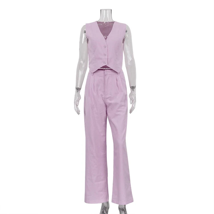 Wholesale Supplier OEM Manufacturer Hot Sale Vest And Pants Co Ord Cotton Women's Sets Summer Two Piece Set Women Clothing