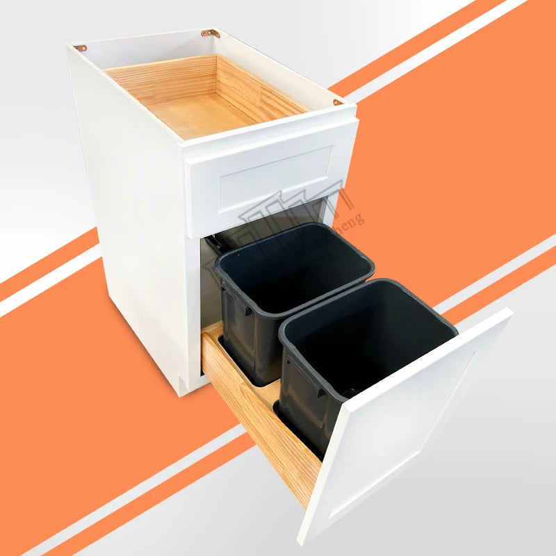 American Kitchen Remodel USA Warehouse in Stock Free Shipping Kitchen Trash Cabinet for Sale Popular White RTA Wooden Cabinets