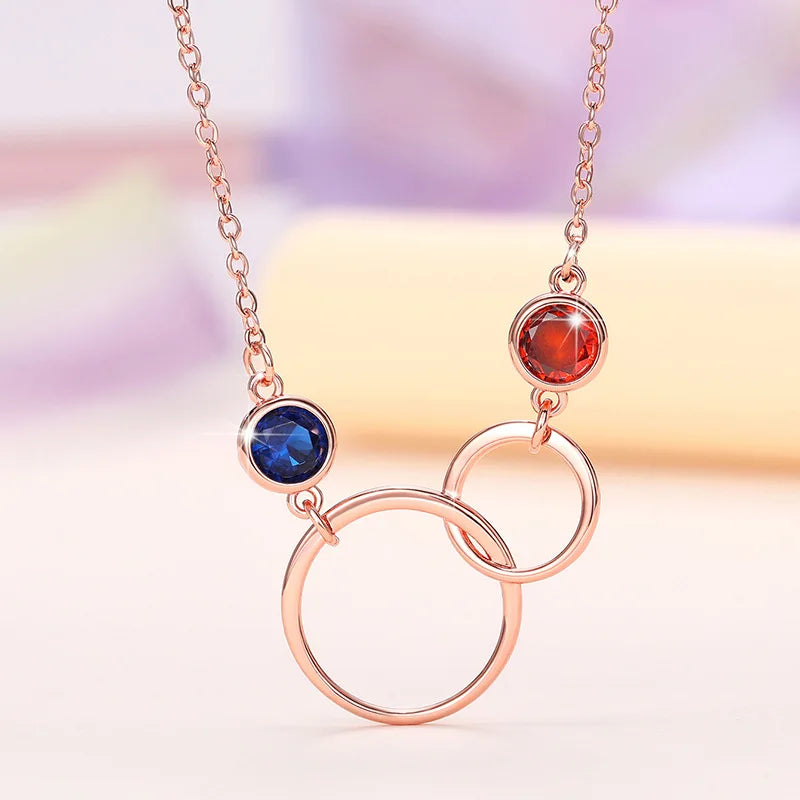 Minimalist Double Circle Pendant Necklace for Women Micro Paved Fashion Jewelry