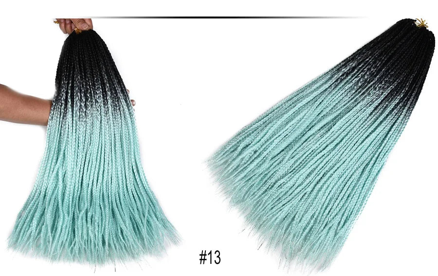 TOMO Synthetic Crochet Hair Box Braids 22Roots Colored Braiding Hair Extensions 24Inch Rainbow Ombre Crochet Braids Pink Red