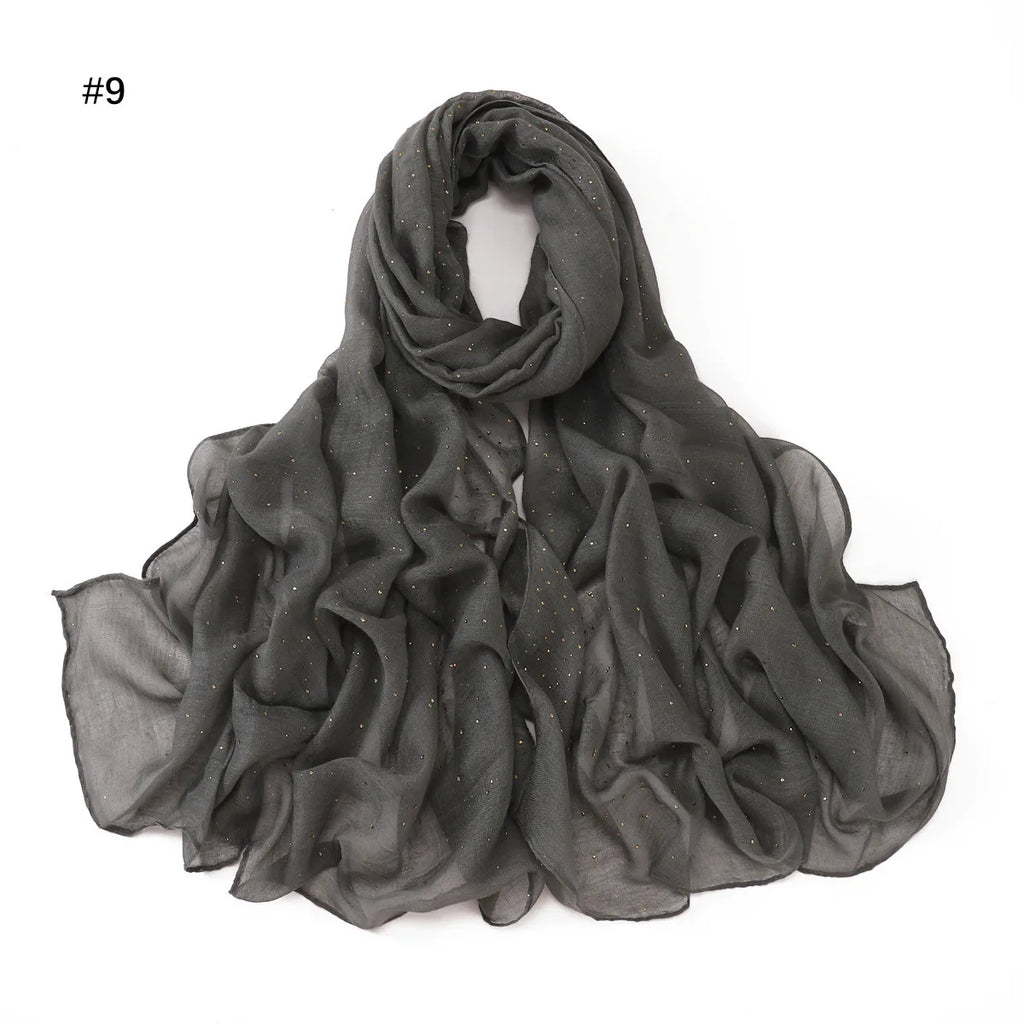 Zifeng OME Travel Photo Art Pure Color Full Star Hot Diamond Cotton Linen Monochrome Cape Scarves & Shawls