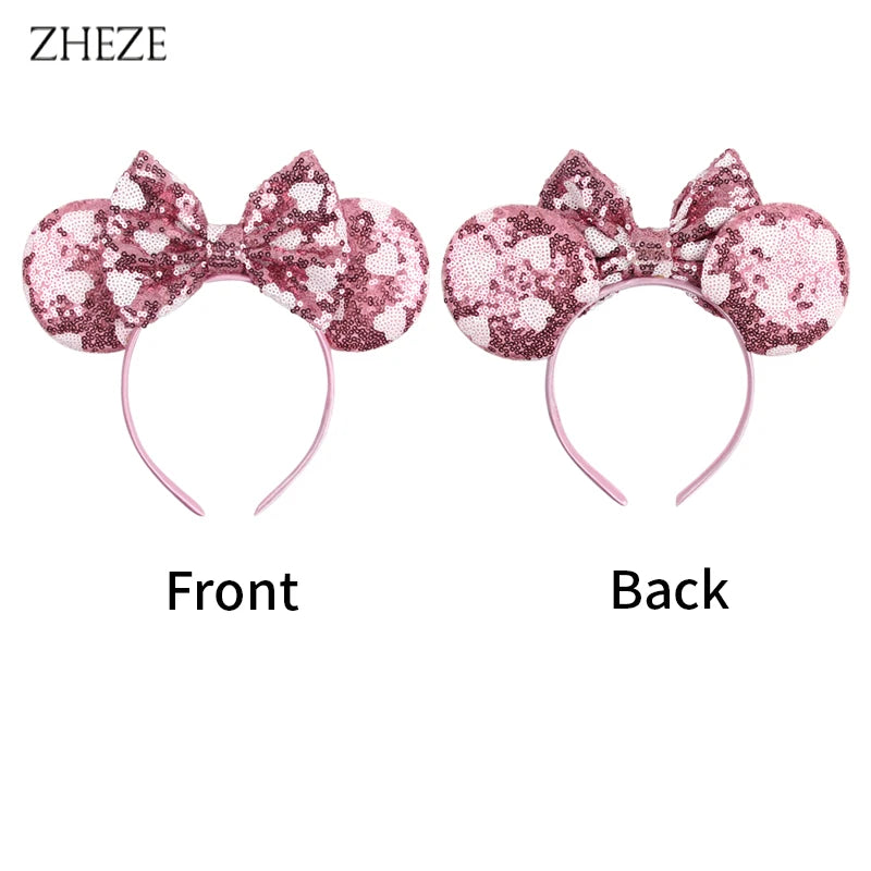 New Valentine's Day Mouse Ears Headband For Girls Women Sequins Love 5"Bow Hairbands Festival Party DIY Hair Accessories Femmes