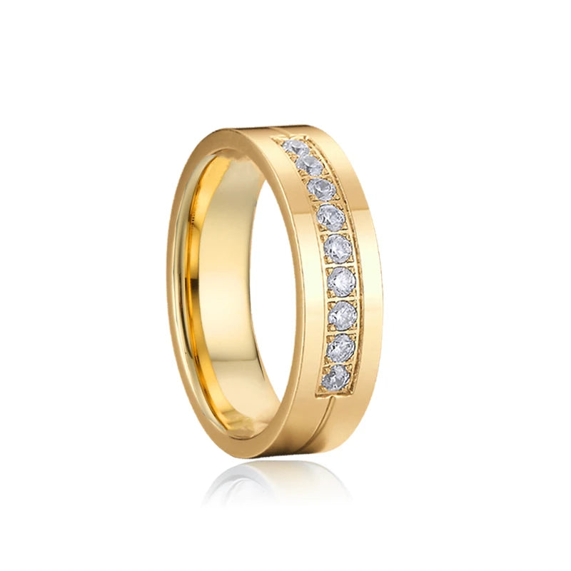 Wedding Rings for Men and Women Lover's Western Designer Jewelry 18k Gold Plated Emery Frosted Stainless Steel Couples Ring