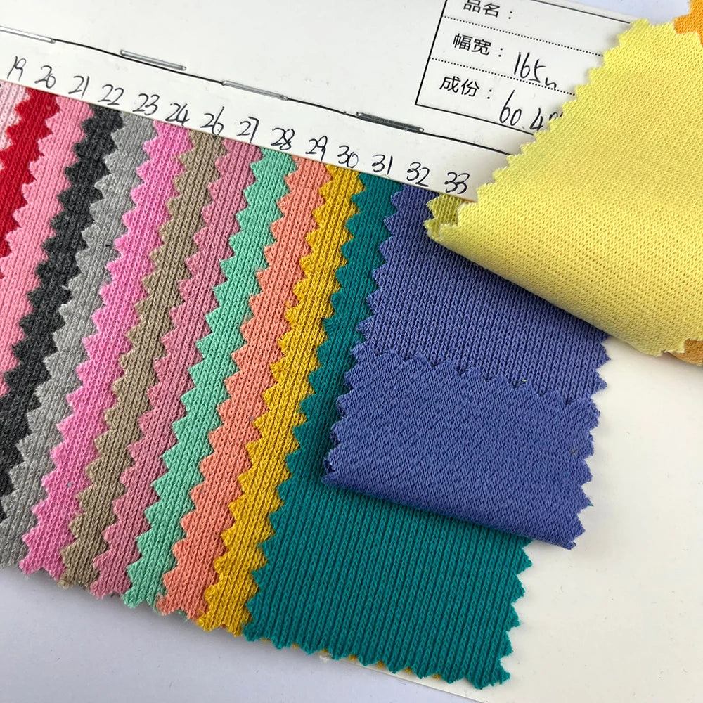 Manufacturers 60.4 Cotton 38 Polyester 1.6 Spandex Sweater 220g Cotton Knitted Fabric Textile Raw Materials for Clothing