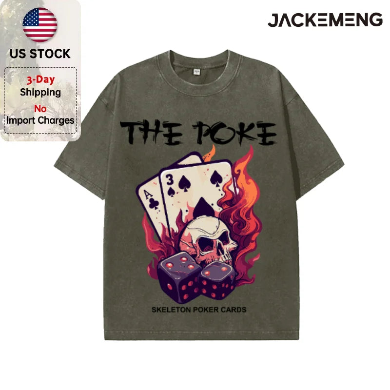 Oversized Vintage Retro Gothic Skull Streetwear Print Tshirt USA Stock Wholesale Y2K Casual Tee