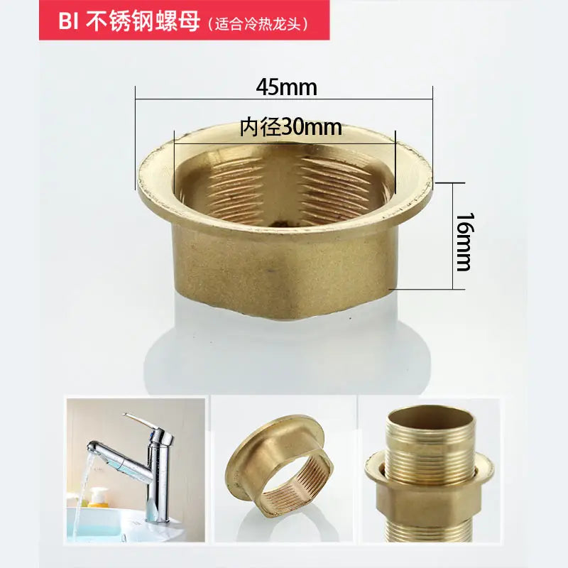 Copper kitchen sink hot and cold faucet accessories base fixed foot screw nut 30 plus filament