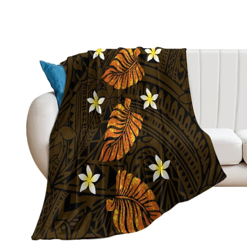 1MOQ Custom Print Sublimation Blankets Fiji Samoa Polynesian Tribal Winter Fleece Blanket Micro Plush Family Blanket for Kids