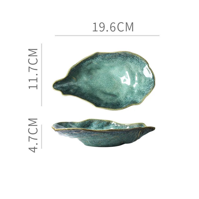 Japanese-style Kiln-change Ceramic Light Luxury Flavor Dish Stylish Oyster-shaped Dessert Saucer Shallow Dish Sauce Soy Sauce