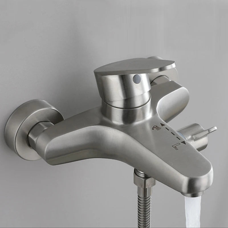Bathroom Shower Faucet Stainless Steel Triple Bathtub Faucet Mixers Hot Cold Mixer Valve Nozzle Tap Wall Mounted Home Shower Set