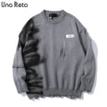 Una Reta Graffiti Sweater Men New Autumn Streetwear Men's Clothes Hip Hop Pullover Men Hole Oversize Couple Sweater