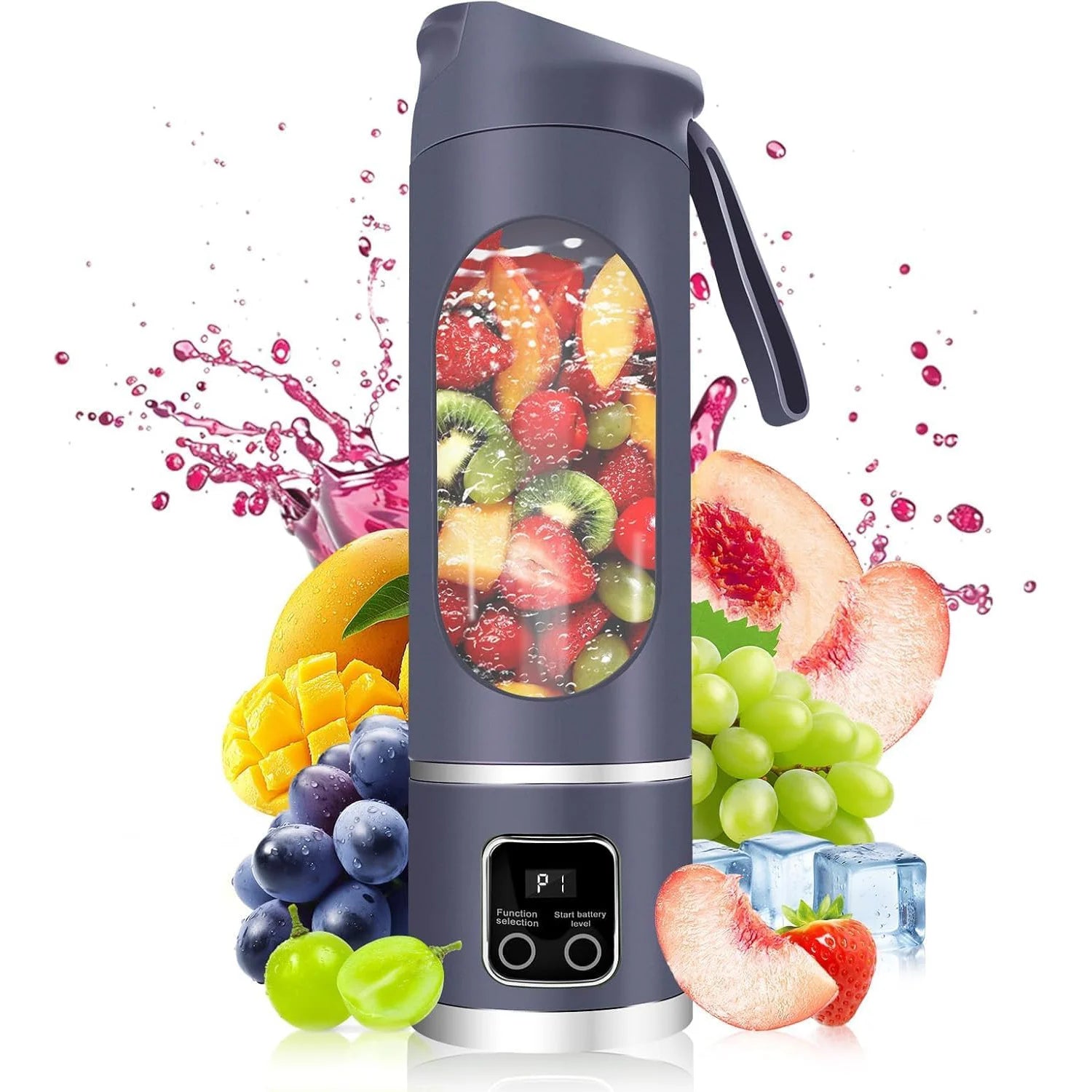 Mini Portable Electric Juicer Black Fresh Kitchen Juicer Iron Blade Low Noise Quiet Motor USB Power Source for Car RV Use