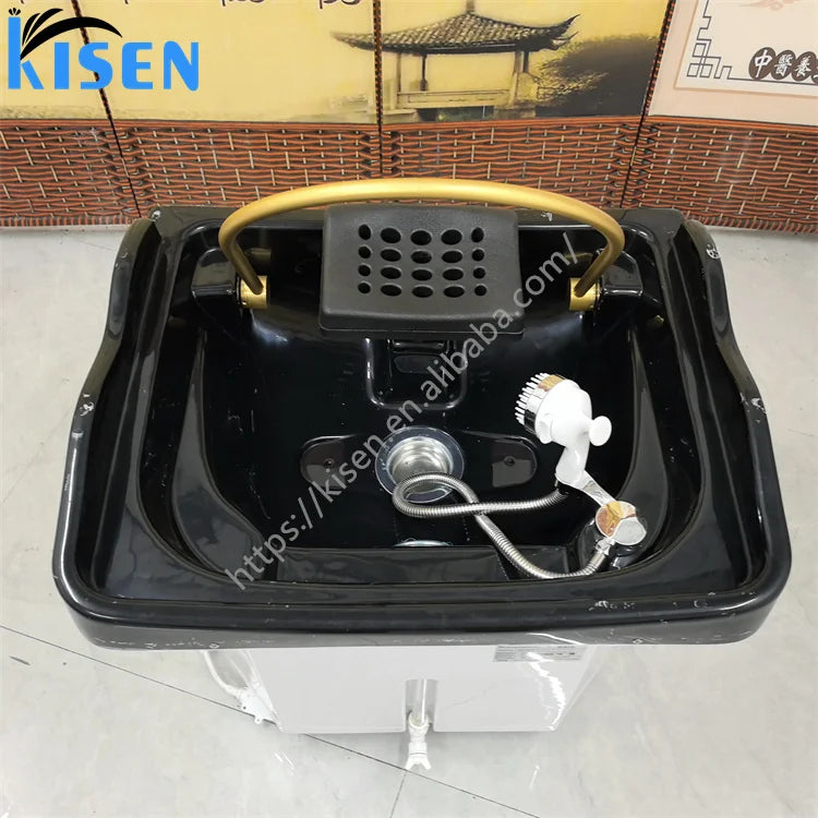 Kisen Hottest Beauty Spa Salon 60L  Water Tank Salon Furniture Portable Adjustable Height Washing Hair Bowl Shampoo Basin Sink