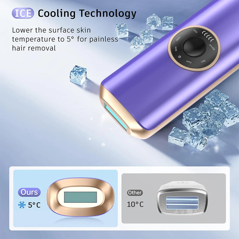 PAKISS Sapphire Ice Cooling IPL Laser Hair Removal Device-Painless Treatment Multi-Use