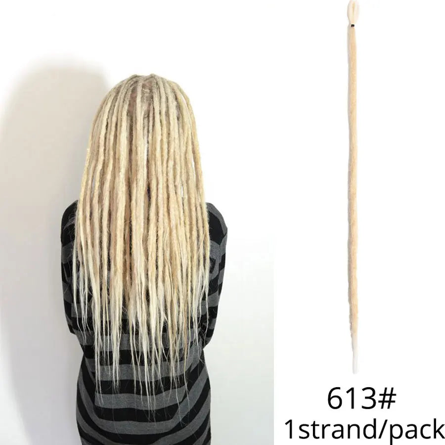 Leeons Synthetic Hair Handmade Dreadlocks Hair Extensions Crochet Hair Black Brown 1 Strands Dreadlock For Women And Men 20 Inch