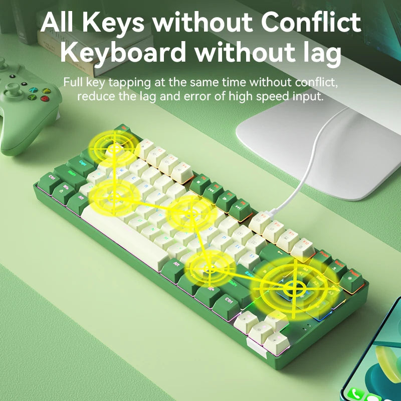 BOW New Arrival Hot Swap Ergonomic ABS Keycaps USB Type-c Wired Gaming Mechanical Keyboard for Computer Laptop