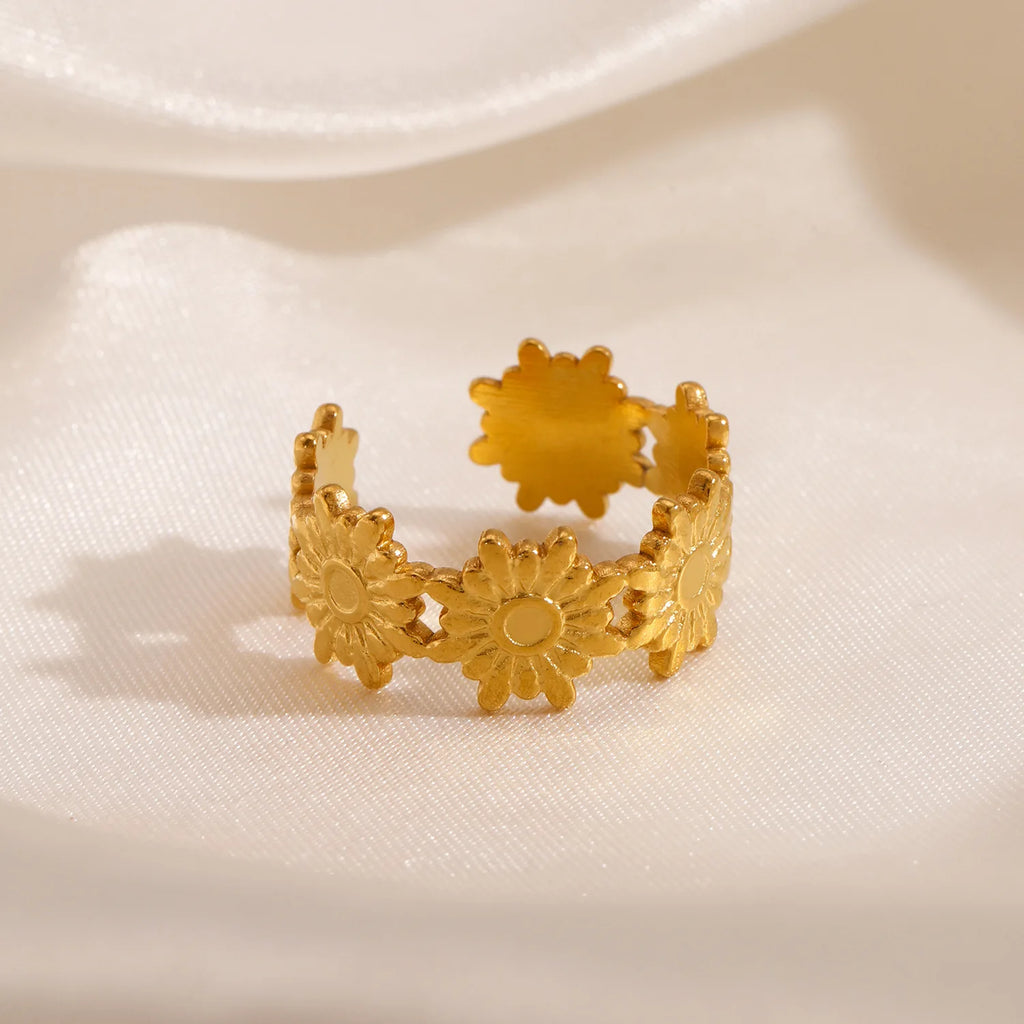 French Retro Opening Adjustment Flower Adjustable Ring Wide and Minimalist Fashion Jewelry Rings Ladies Light Luxury Ornaments
