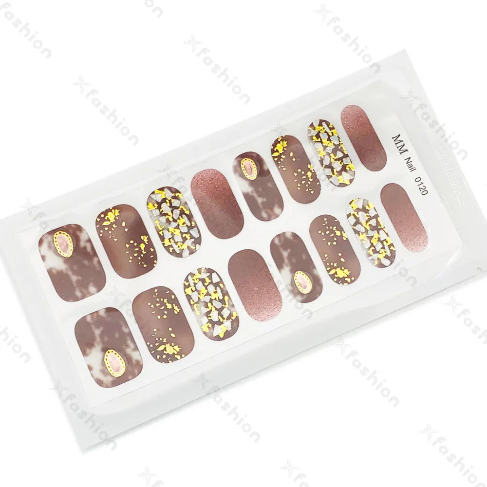 Hot Sale 16 Tips Solid Color Semi-Cured Gel Nail Stickers UV Light Durable Waterproof Long-Lasting Gel Nail Stickers Wholesale