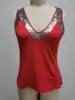 Summer Women Tank Tops Sequins Patchwork Sleeveless V Neck Shirts for Women Fashion Loose T Shirts Casual Shirt Pullover