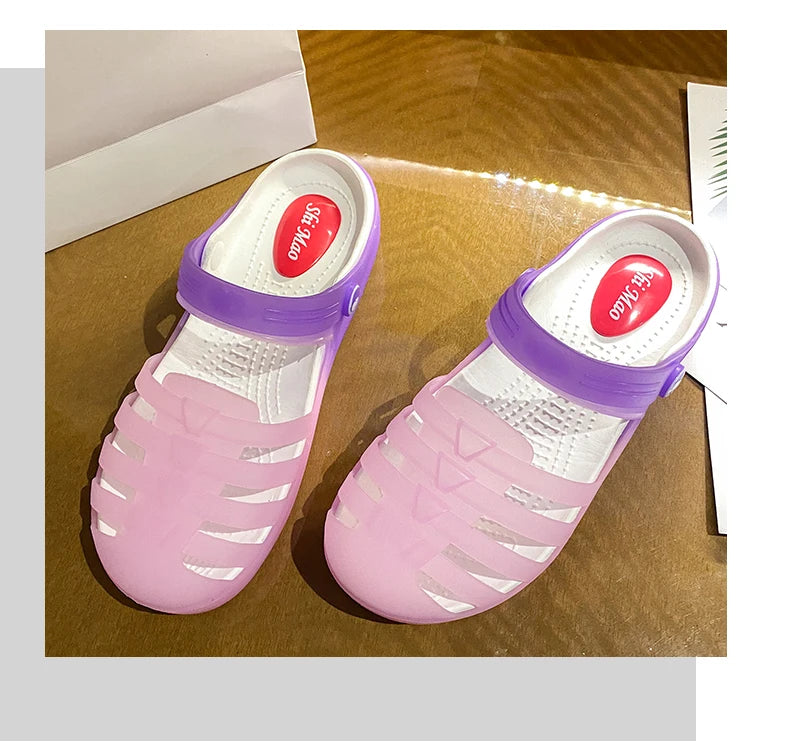 New Summer Jelly Sandals Women Outdoor Casual Slip On Garden Beach Shoes Female Rubber Clogs Non-slip Slides Breathable Slippers