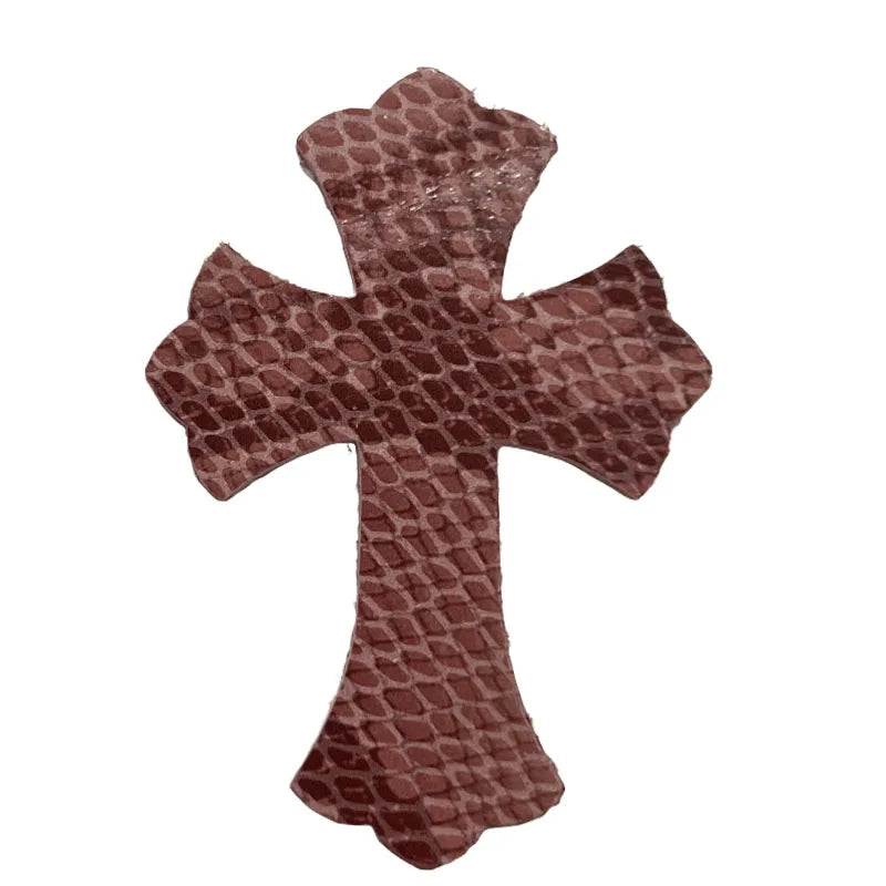 4.5*6.5cm Sheepskin Leather Patch With Cross Shaped Leather Label Genuine Leather DIY With Multiple Colors-106-182