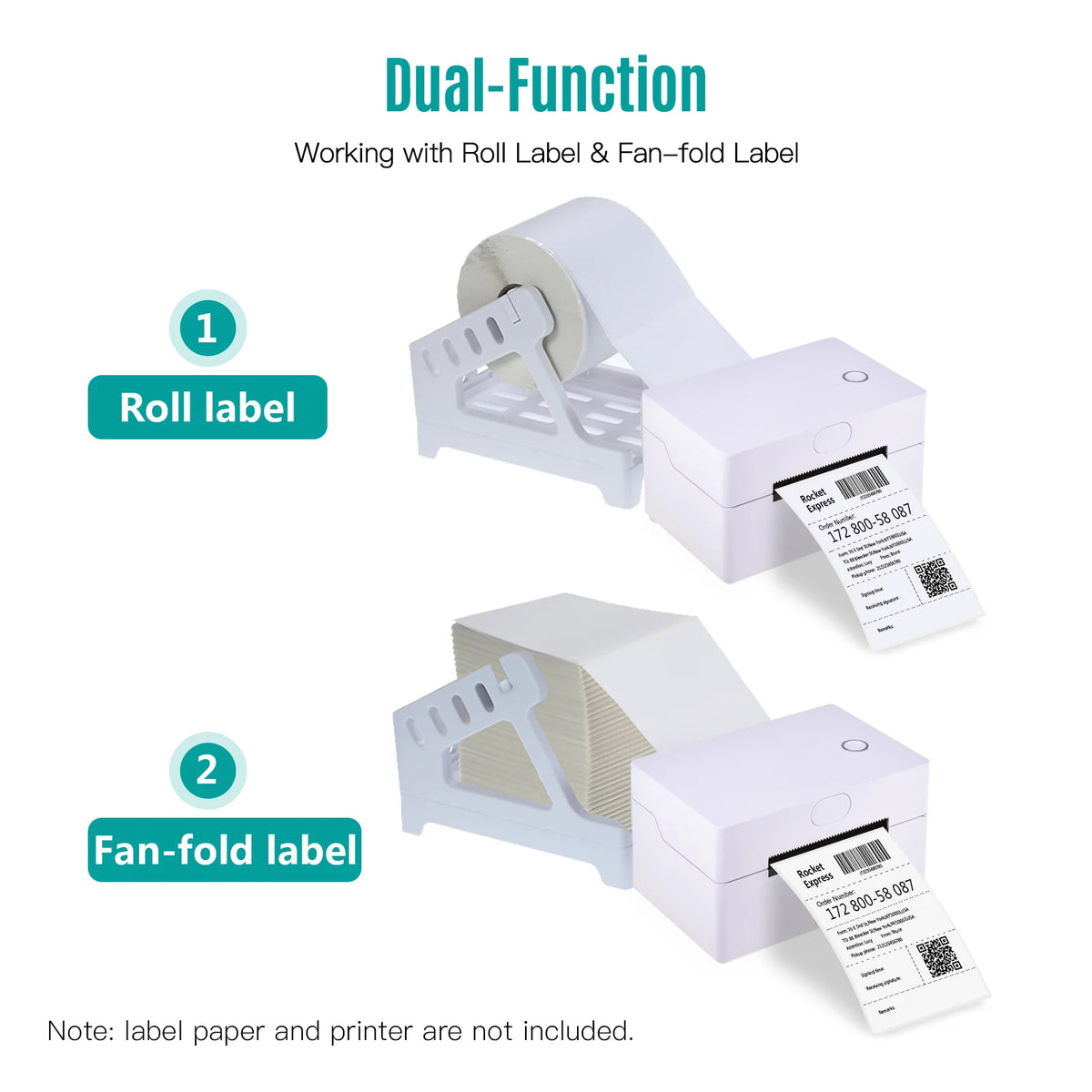 Label Holder for 4x6 Shipping Labels Printer Rolls and Fanfold Labels 2 in 1 Work for Desktop Themal Label Sticker Dispenser