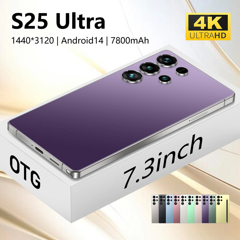 Unlocked 7.3 Inch S25 Ultra 5G Smartphones Built in Stylus Face ID Mobilephone Ai Phones Mobile Android US Local Stock