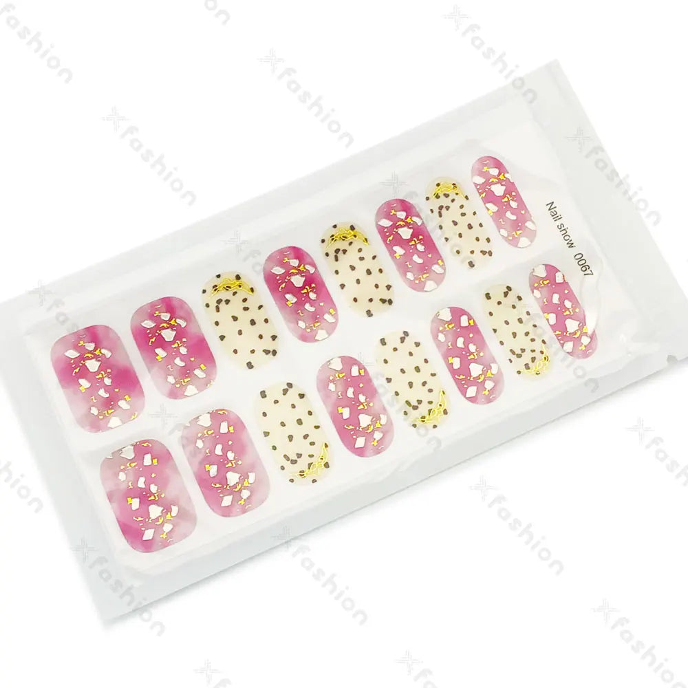 Hot Sale 16 Tips Solid Color Semi-Cured Gel Nail Stickers UV Light Durable Waterproof Long-Lasting Gel Nail Stickers Wholesale
