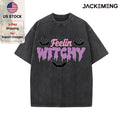 Oversized Washed Retro Halloween Streetwear Print T Shirt USA Stock Wholesale Y2K Casual Tee