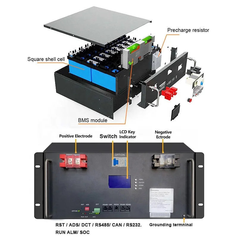 40kw 51.2V Lifepo4 Battery PACK 40kw 50kw 400Ah 600Ah 800Ah LFP solar system 51.2V Solar Lithium Ion Battery